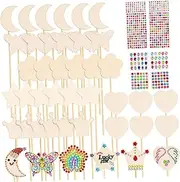 Vaguelly Wooden Princess Craft Wands Set Unfinished Sticks Hand Painting Party Craft Princess Costume Accessories