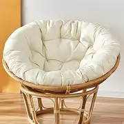 Papasan Chair Waterproof Swing Cushion - Round Garden Sofa, Thick Outdoor Furniture Relaxation, Hammock Chair - White, 130cm