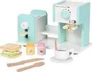 harayaa Kids Wooden Coffee Maker Toy Pretend Play Kitchen Appliance Creative Skill Development Craftsmanship Imaginative for Age 3+