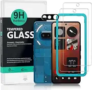 for Nothing Phone (3a) 5G 6.77" Screen Protector,2 Pcs Tempered Glass,with 1Pc Camera Lens Protection,1Pc Back Film,Anti-Scratch,Bubble Free