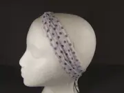 White polka dots long tie wrap turban twist fabric headband head scarf accessory