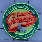 Dad's Garage Business Sign Display Neon Light Neon Sign With Backing 24"x24"
