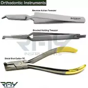 Orthodontic Kit Distal End Wire Cutter TC Bracket Holding Reverse Action Tweezer