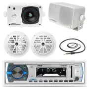 3.5" Marine Box Speakers,4" Speakers,Black Pyle Bluetooth USB Radio with Antenna
