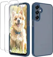 YXKJ - Case for Samsung Galaxy A36 5G/A56 5G, with 2 Pieces Tempered Glass Film, [Silky Touch] PC Back TPU Case for Samsung A36 5G/A56 5G - Navy Blue