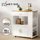 Artiss Kitchen Island Trolley Rolling Serving Cart Storage Cart Shelf Towel Rack