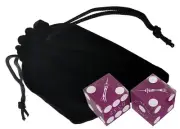 Genuine Stratosphere Vegas Casino Craps Dice Purple Frosted Matching #s + Pouch