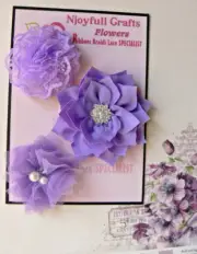 LAVENDER 3 Flower Mix Satin Organza Lace 50, 60 & 75mm Handmade NJCrafts HMI-4