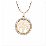 ZARD Family Tree of Life Clear Crystal Charm Pendant Necklace in Gold Tone