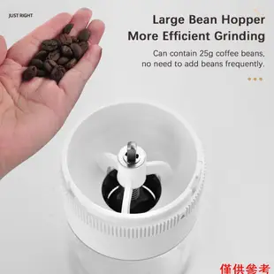 DELETE 電動咖啡研磨器 小型磨豆機 圓形磨粉機 可調整研磨粗細 支持USB充電 迷你便攜 白色