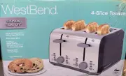 West Bend 4 Slice Toaster with Extra Wide Slots, Bagel Settings, Silver