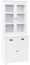 Welsh Dresser with 4 Doors MDF and Pinewood 80x40x180 cm Storage Furniture