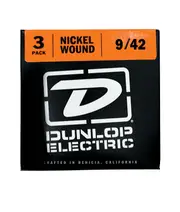 JIM DUNLOP Electric Guitar Strings 3 Pack Light 09-42 Nickel Wound