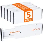 5 Pack Drawer Dividers 4" High, 11-17" Adjustable Dresser Drawer Organizers