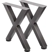 Industrial Black X-Frame Metal Table Legs for Dining or Desk, 720x600mm