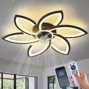 Ceiling Fan with Lights Remote Control, Black Flower Ceiling Fan with Light, ...