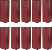 Pack of 10 Bottle Bags, Gift Bags, Dark Red, Suitable for Wine, Sparkling Wine and Champagne, 36 x 12 x 10 cm