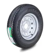 ROCKMAN Trailer Tire Wheel ST175/80R13 6-Ply C 91M 5 Lug on 4.5" PCD Silver Mod