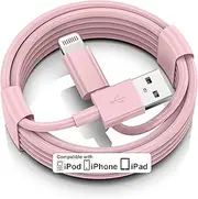 FUPYWP Car iPhone Carplay Cable, Car Charger Cord, USB A to Lightning Cable Fast Charging & Data Transfer for iPhone 14/13/12/11 Pro Max XR XS X 8 7 6 Plus SE Tangle-Free,3ft Pink