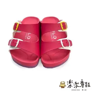 【樂樂童鞋】台灣製跳色小方扣拖鞋-桃色(台灣製 男童鞋 女童鞋 拖鞋)