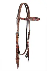 Western Leather Rawhide Weaved In Multicolor Headstall