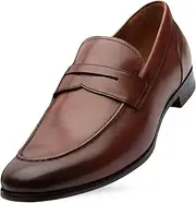 [Dunross & Sons] Men's Dress Shoe Leather Loafer. Versatile Slip-On with Breathable Leather Lining and Durable Rubber Sole for All Occasions.