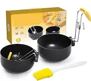 2 Pack Folding Egg Poacher,Egg Poacher Pan Nonstick,Egg Poacher Can Cook Soft-boiled Eggs,Round Poached Egg Spoon with Oil Brush for Various Cookware (1SET)
