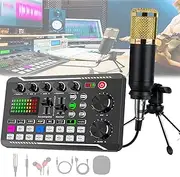 Live Sound Card Audio Mixer,Podcast Audio Interface with Dj Mixer Effects,16 Preset Effects,8 Mode,12 Electric Tone,Compatible with Various Equipment,for Streaming/Podcasting/Gaming