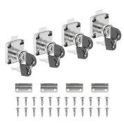 Cylinder Cabinet Cam Lock 7/8", 4Pcs Keys Alike Alloy Tool Box Lock,Silver