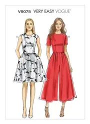 VOGUE SEWING PATTERN 9075 MISSES 6-14 EASY DRESS & JUMPSUIT W/ PRINCESS SEAMS