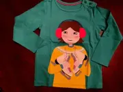 NWT 2/3 Mini Boden Green L/S Graphic Top Tee w/ Ice Skater on the Front