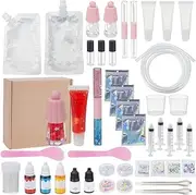 WEBEEDY DIY Craft Lip Gloss Making Kit Make Your Own Lip Gloss Set for Women Beginners,42 Pcs DIY Lip Gloss Set with Moisturizing Lip Gloss Base,Lip Gloss Tubes,Pigment & More for Birthday Fun Gift