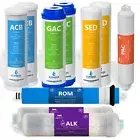 1 Year Alkaline Reverse Osmosis System Replacement Set – 10 Filters – 50 GPD