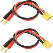 YGCRVN XT90 Connector Adapter Plug XT90 Male Plug to 4mm Banana Male Connector with 12AWG 11.8 inch Cable for Lipo Battery Charge(2 Pcs)