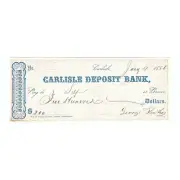 1856 Carlisle Deposit Bank Check Carlisle, PA Issued
