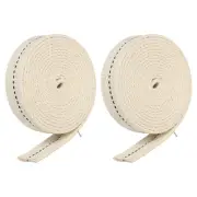 Cotton Oil Lamp Wick 3/4 Inch Flat Wide 2 Meter/6.5Ft Long Black Stitch, 2 Roll