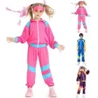 Kids Barbie 80s Tracksuit Hip Hop Tops PantsSet Retro Dance Costumes Sportswear