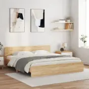 Bed Frame with LED without Mattress Sonoma Oak 183x203 cm King