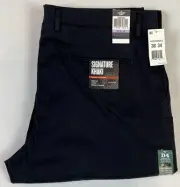 Dockers Mens 38x34 Signature Khaki Black Pants Relaxed Fit Cotton E
