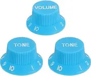 uxcell 3pcs Metric Top Hat Bell Knobs, 1 Volume 2 Tone Control Guitar Knobs Set for Electric Guitar Bass Split Shaft Pots, Sky Blue White