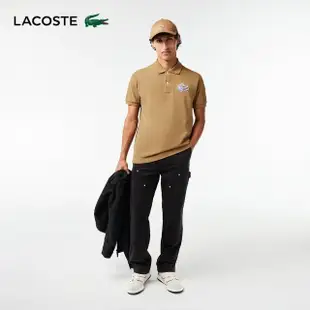 【LACOSTE】男裝-棉質網眼徽章短袖Polo衫(咖啡色)