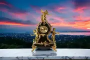 Retro Brass Neoclassical Hand Carved European French Mantel Clock Base