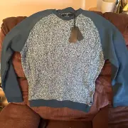 MEN'S M BUFFALO DAVID BITTON WILFORD BLUE TOTEM CREW SWEATER/SWEATSHIRT MSP $99