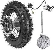 YC Yier 3.00-10 Dirt Bike Tire, 3.00-10 Tire 10" Rear Wheel Tire Assembly 1.6x10 Rim,12mm Axle, 420 Chain Sprocket and Brake Assembly for CRF50 XR50 SSR Apollo Taotao 70cc 90cc 110cc Pit Dirt Bike