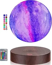 Levitating Galaxy Moon Lamp, 16 Colors Magnetic Levitation 3D Printing Moon LED Light with Remote Control, Floating and Spinning in Air Night Lights for Room Decor, Birthday Gifts