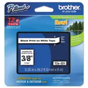 Brother P-Touch TZE221 0.35" x 26.2 ft. Labeling Tape - Black on White New