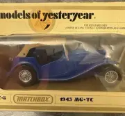 Lesney Matchbox 1978 Yesteryear Y8 BLUE MG-TC TAN Roof BLACK Seat Mint in Box