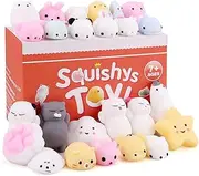 Satkago Mochi Squishys Toys, 20 Pcs Mini Mochi Squishies Toys Party Favors for Kids Panda Squishys Kawaii Squishys Cat Stress Reliever Toys