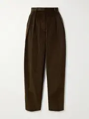 [Altuzarra] Altuzarra - Emmett Pleated Cotton-corduroy Tapered Pants - Brown - FR 34 FR 34 Brown