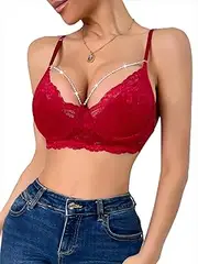 [MDSADYOH] Lingerie for Women Sexy Burgundy Steel Chain Bra Honeymoon